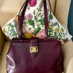 Vintage Etienne Aigner Oxblood Leather Doctor Bag Crest Satche